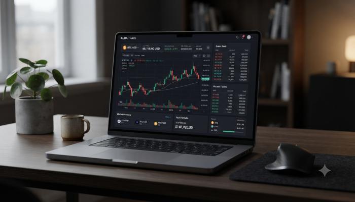 Screenshot mockup of a crypto exchange app running on a desktop browser