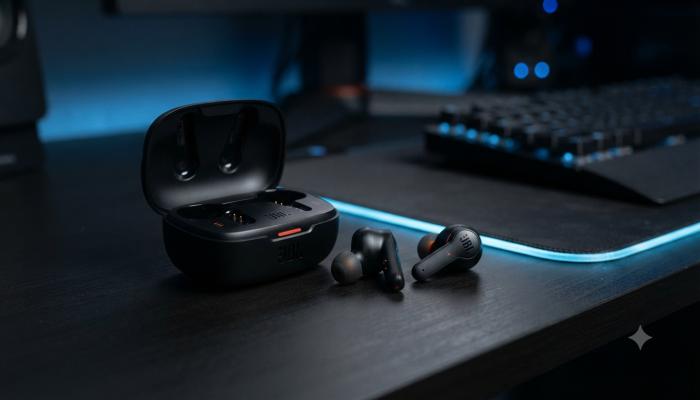 JBL Quantum TWS true wireless gaming earbuds with charging case