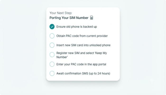 Printable checklist for porting your SIM number to a new operator