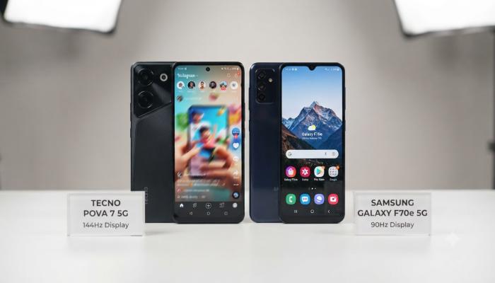 Tecno Pova 7 5G vs Samsung Galaxy F70e 5G comparison — best 5G phones under 15000 in India