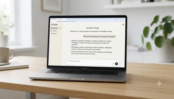 Claude AI chat interface on desktop showing the login screen and conversation input box